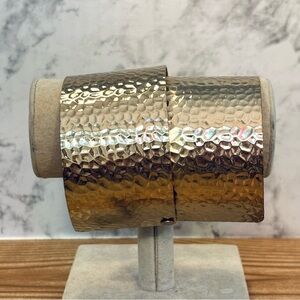 Neiman Marcus Gold Tone Hammered Metal Hinge Chunky Bracelet